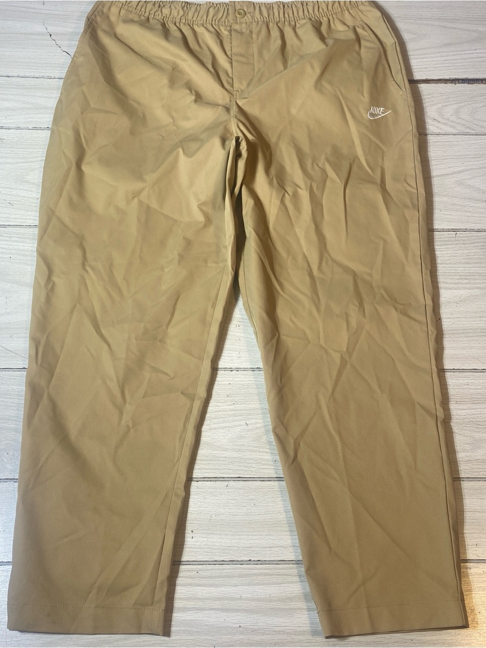 Nike Club Woven Pants Men Size XL Khaki Beige Elastic Waist NWOT!